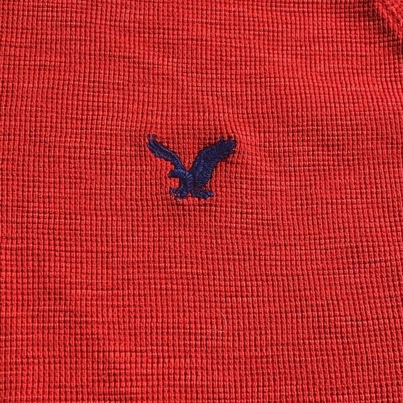 American Eagle Shirt Mens  XXL Red Thermal Waffle Knit Long Sleeve Layer Camping - Picture 2 of 11